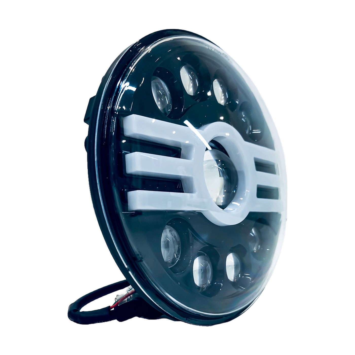 Faro Led Redondo 7 Pulgadas 40w Alta Y Baja Drl Blanco Y Ambar Triple Barra Jeep Wrangler Lux Led