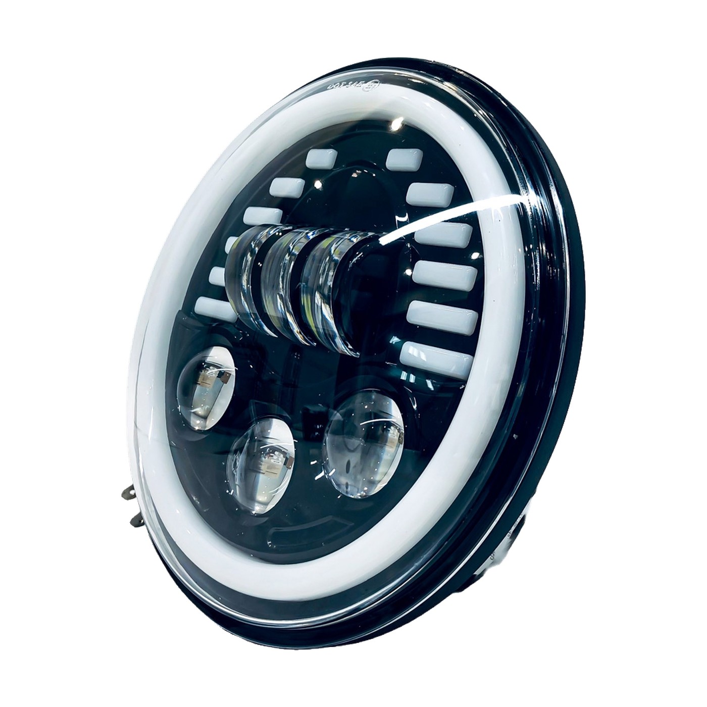 Faro Led Redondo 7 Pulgadas 40w Alta Y Baja Drl Blanco Y Ambar Ojo De Angel Con Barras Lux Led