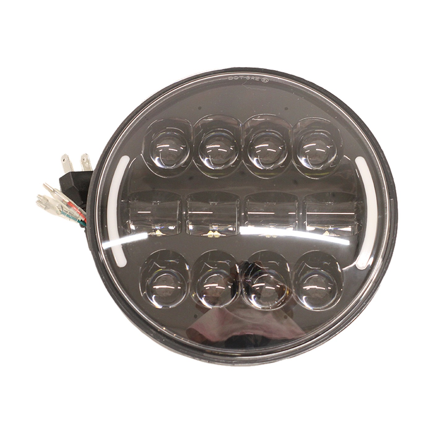 Faro Led Redondo 7 Pulgadas 40w 13 Leds Tiras Drl Blanco Y Ambar Alta Baja Lux Led