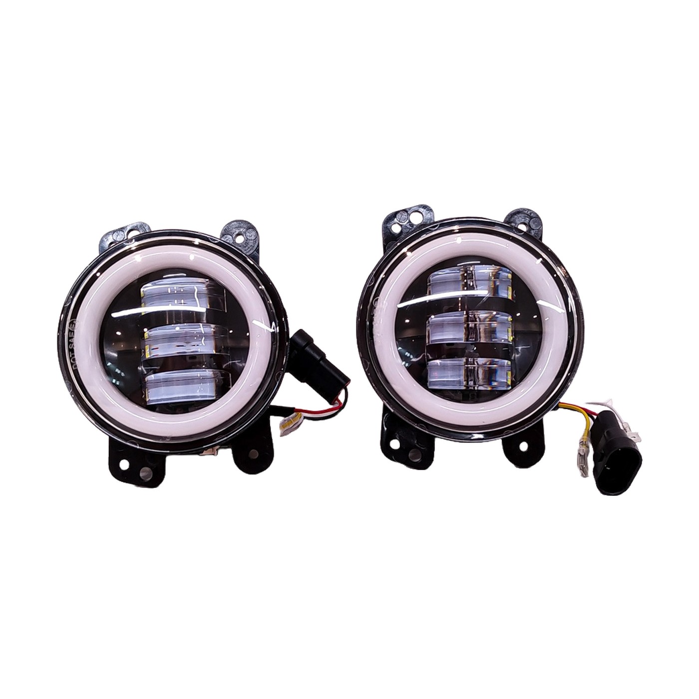 Juego X2 Faros Led 4 Pulgadas 40w Ojo De Angel Blanco Giros Y Balizas Ambar Lux Led