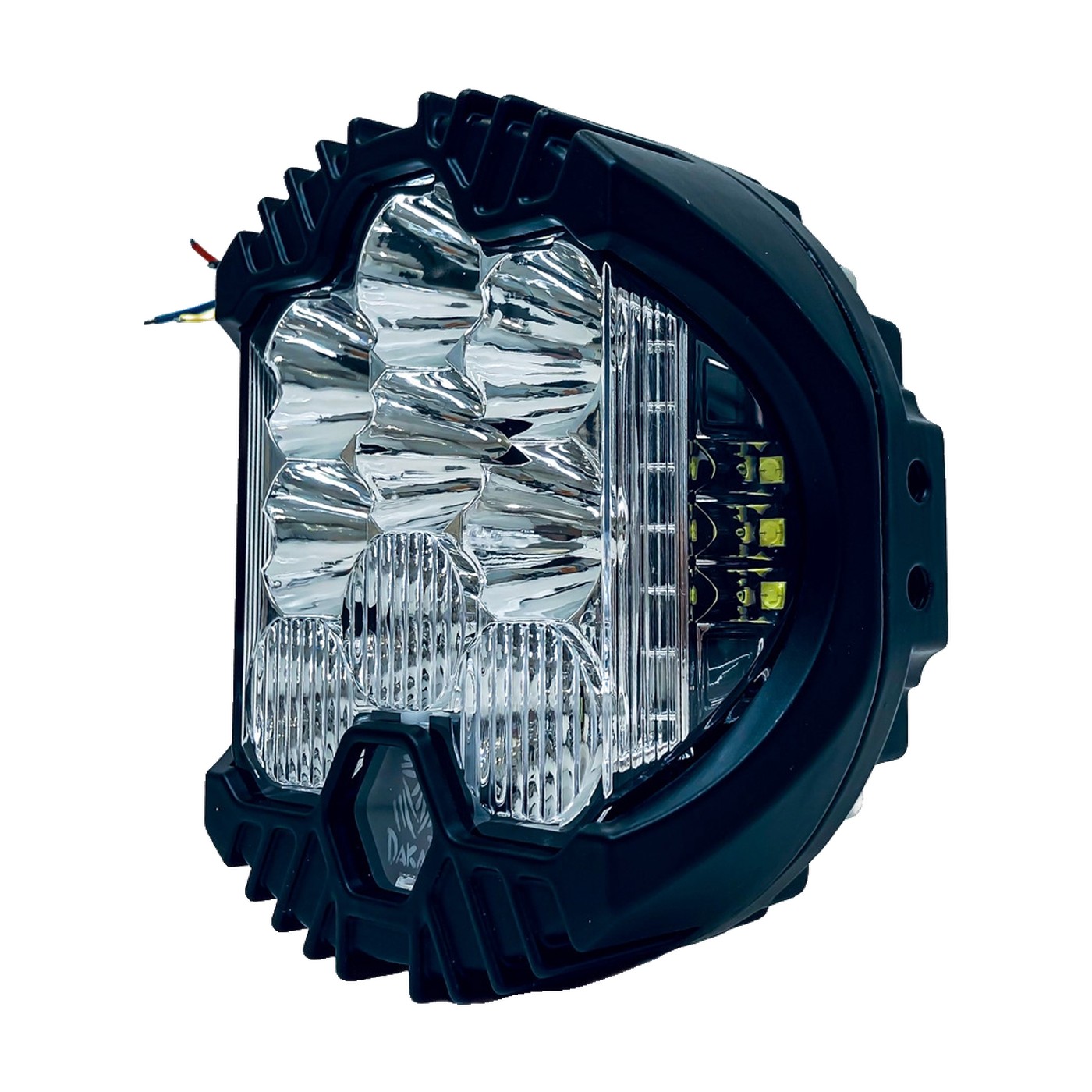 Faro Led Off Road Redondo 5 Pulgadas 180w 12-36v Blanco 15 Leds Con Drl Ambar Y Logo Iluminado Iron Led Blanco