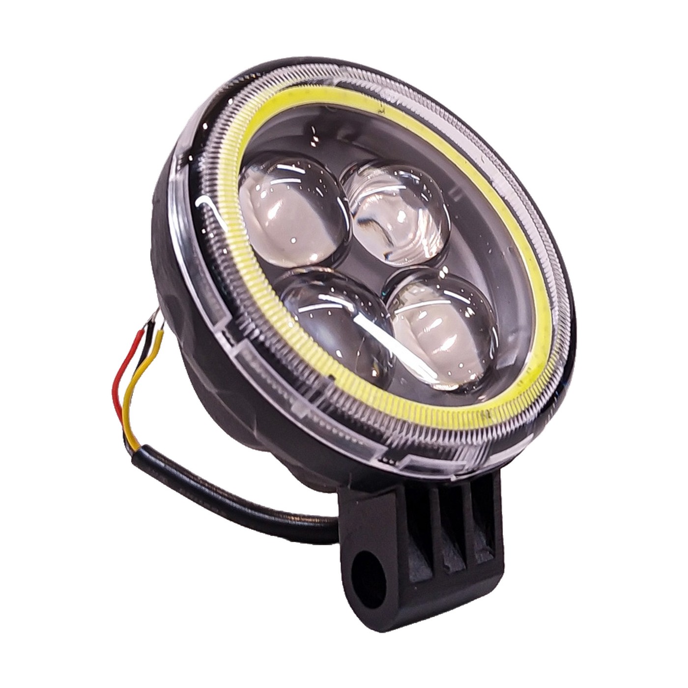 Faro Auxiliar Led Redondo 4 Leds 12w Blanco Ojo De Angel Ambar Flash 9v 36v Lux Led