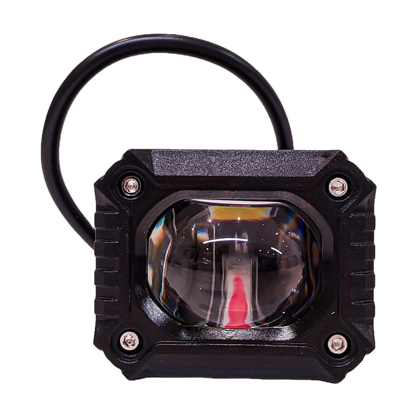 Faro Auxiliar Led Cuadrado Linea Pent 40w 9v 36v Blanco Ambar Aro Rojo 59x77x88 Mm Lux Led