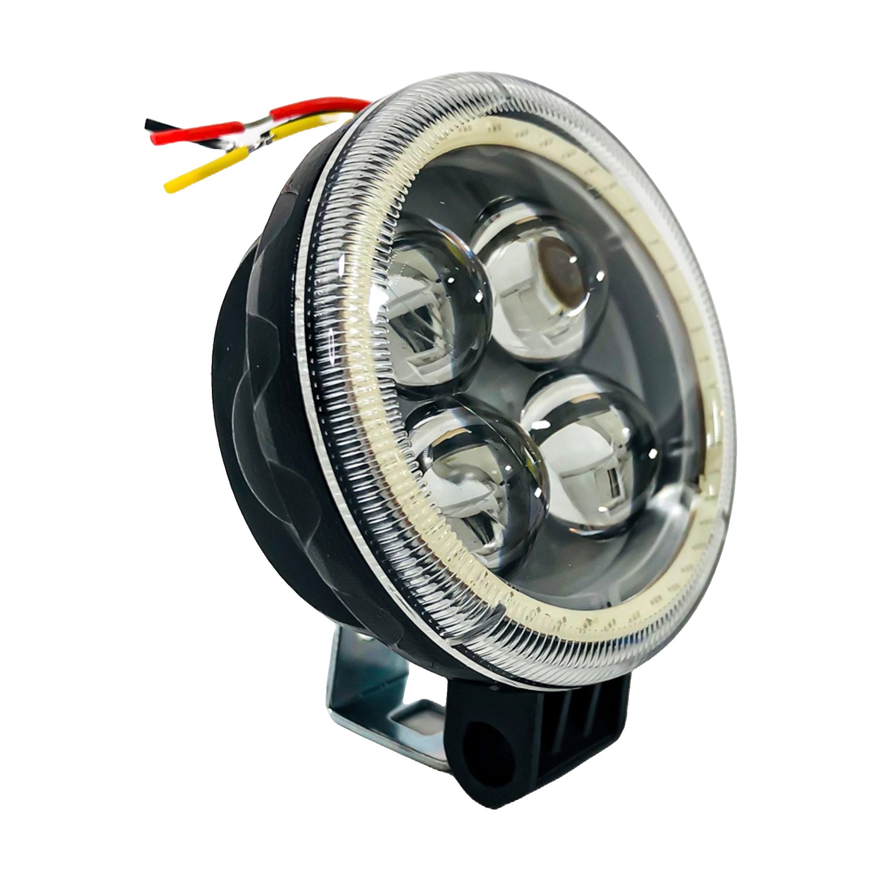 Faro Auxiliar Led Redondo 4 Leds 12w Blanco Ojo De Angel Rojo Flash 9v 36v Lux Led