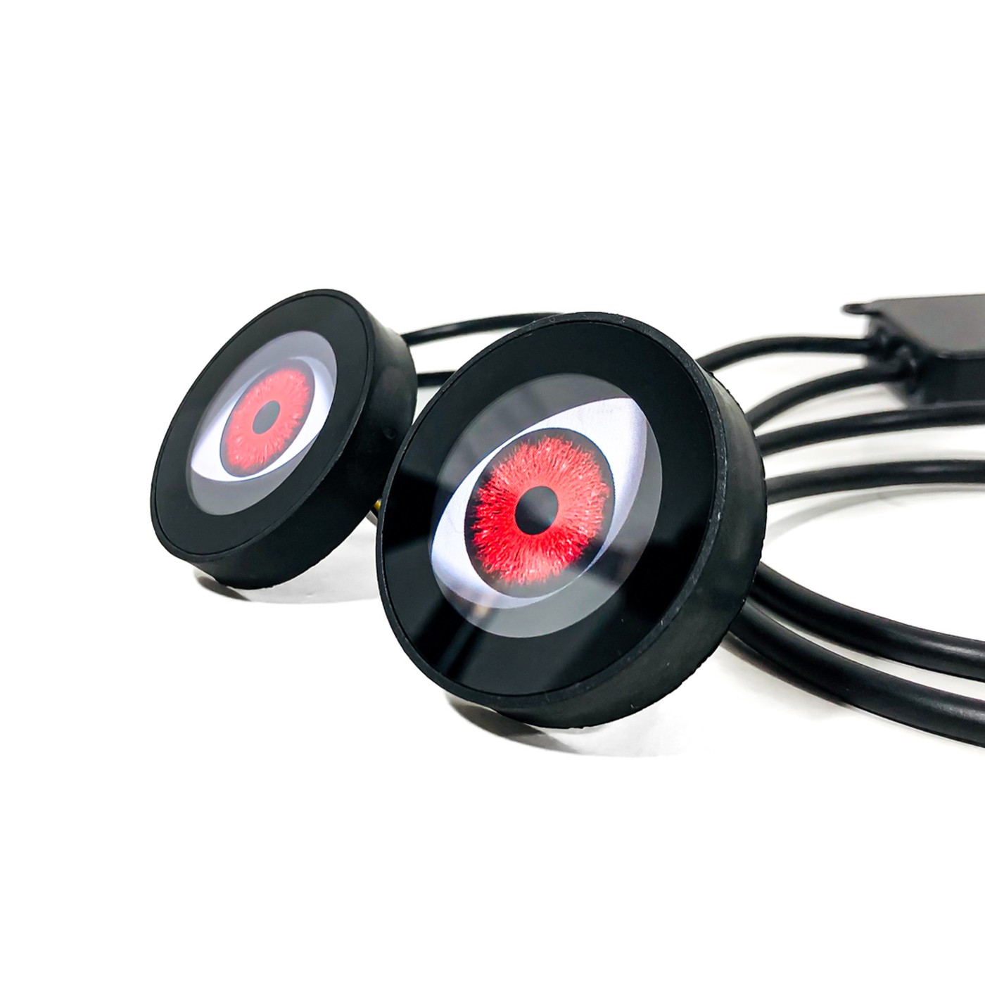 Juego Paneles Led Circulares Con 5 Imagenes De Ojos Para Faro Auxiliar Control Remoto Lux Led Negro