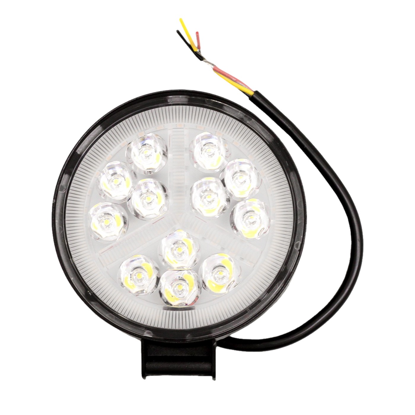 Faro Auxiliar Led Redondo 12 Leds 36w Placa Smd Luz Blanca Aureola Blanca Lux Led