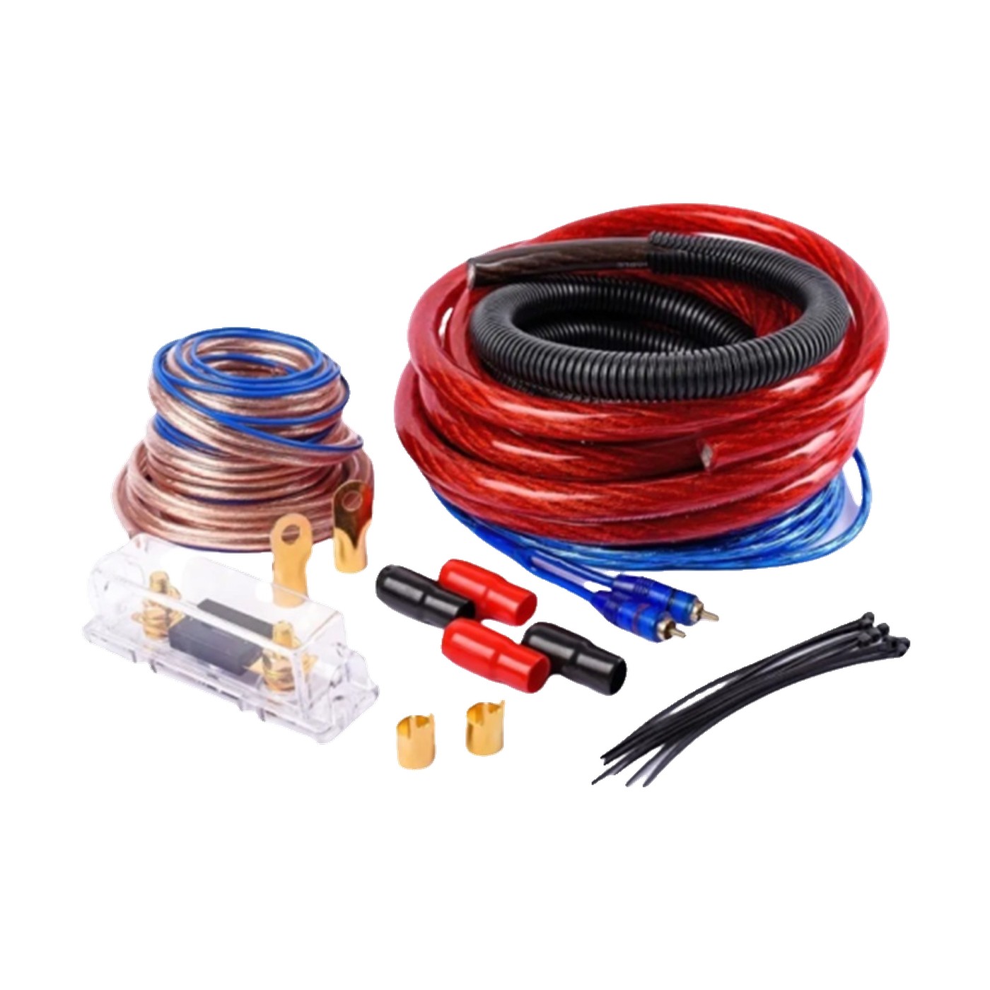 Kit De Cables Para Potencia 0 Gauge 3500w Con Fusible 150a Instalación De Amplificador Auto Maverick