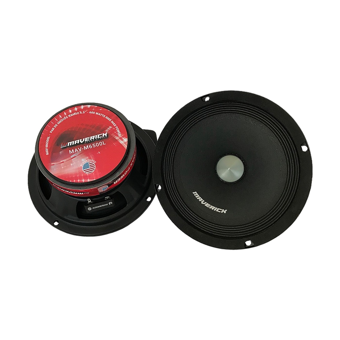 Par De Parlantes Medio Rango 6,5 Pulgadas 600w Rms Para Auto Maverick Negro