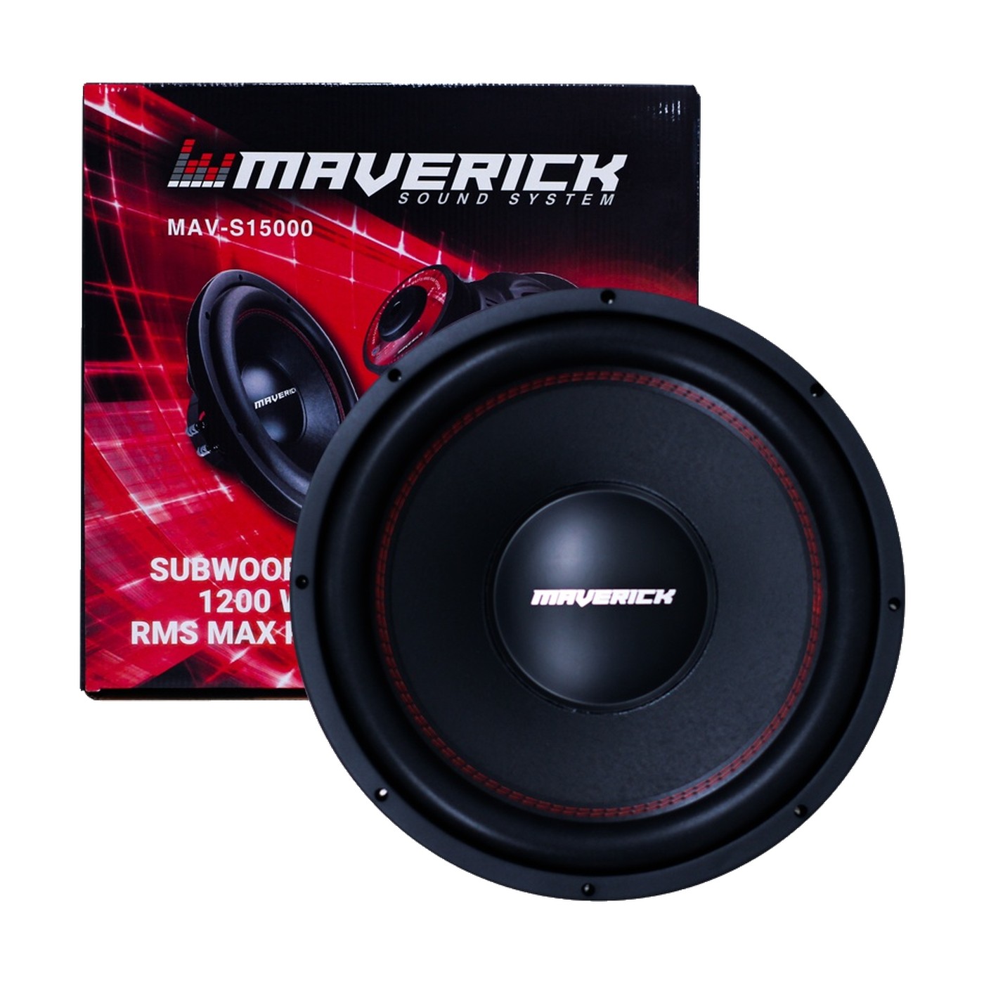 Subwoofer 15 Pulgadas Doble Bobina 1200w Rms Para Auto Maverick Negro