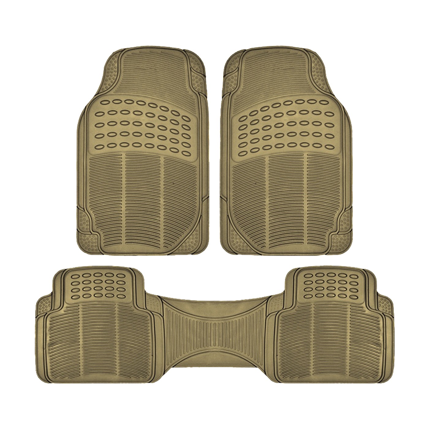 Cubre Alfombras Auto Universal Pvc 3 Piezas Delanteras Y Trasera Beige Oregon