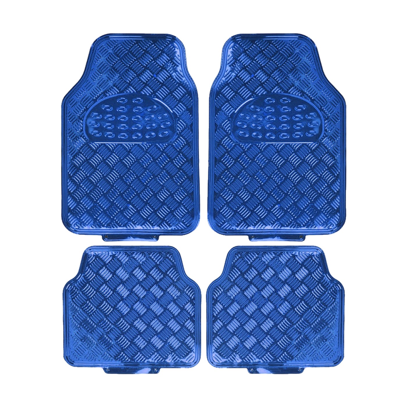 Cubre Alfombras Auto Universal Aluminio Metalizado Brillante Pvc 4 Piezas Azules Oregon