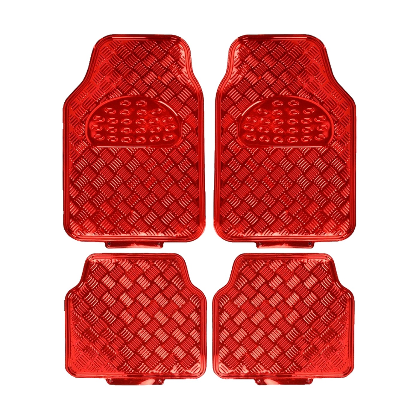 Cubre Alfombras Auto Universal Aluminio Metalizado Mate Pvc 4 Piezas Rojas Oregon