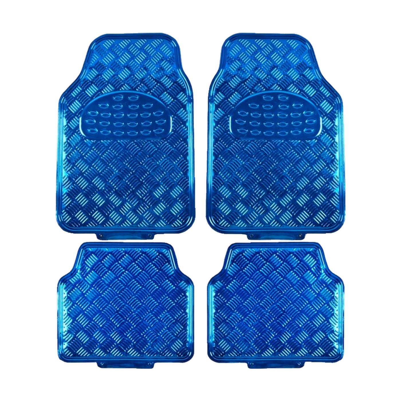 Cubre Alfombras Auto Universal Aluminio Metalizado Mate Pvc 4 Piezas Azules Oregon