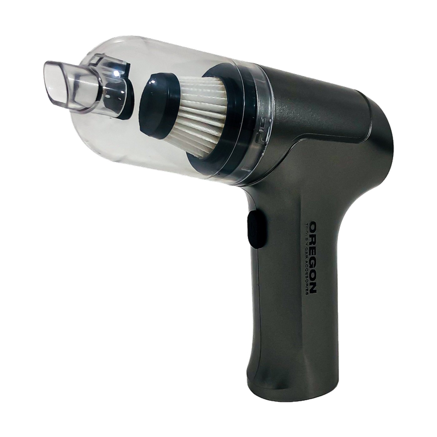 Mini Aspiradora Inalambrica Para Auto Con Cargador Usb Y Toma 12v 60w Oregon Gris