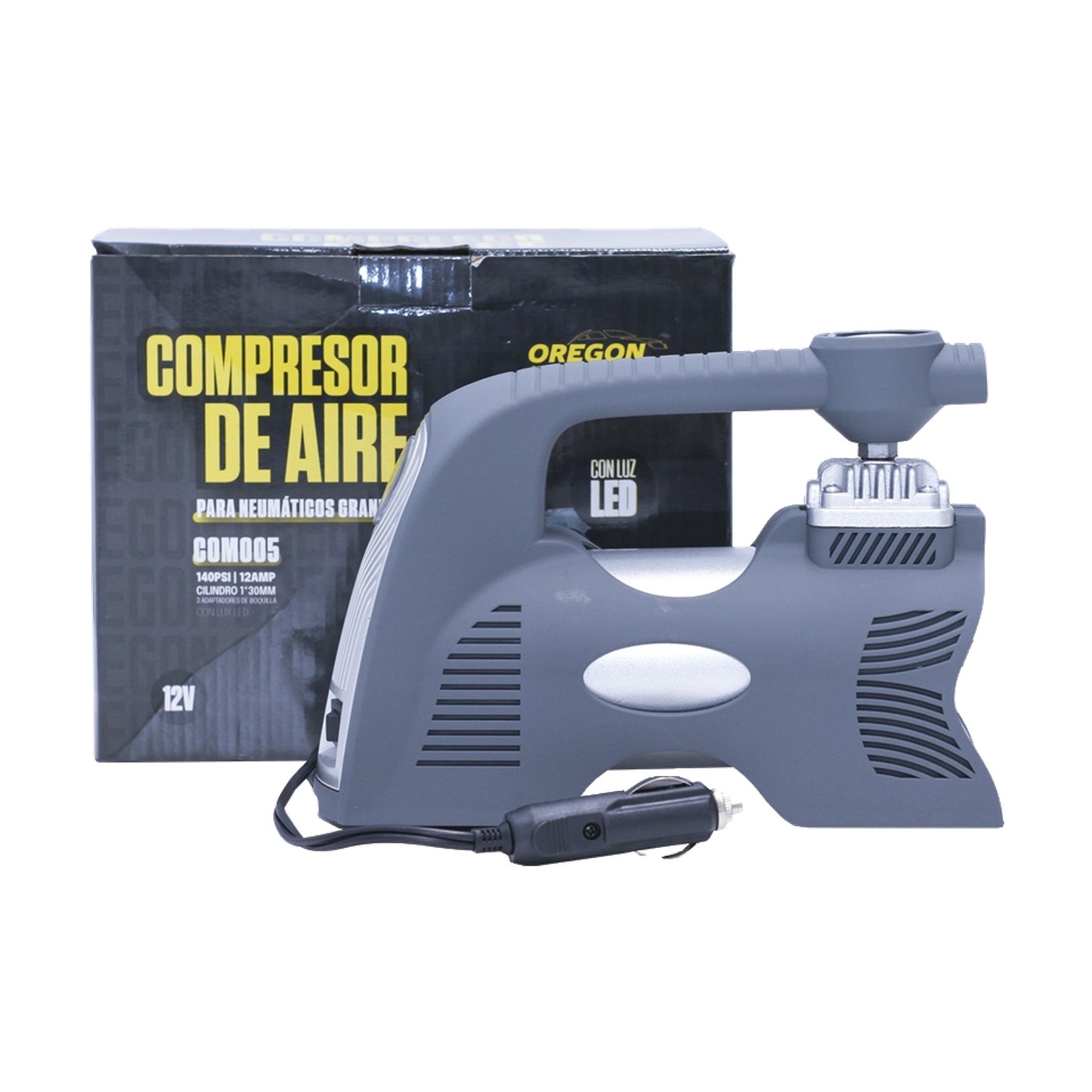 Compresor De Aire 12v 150 Psi Reforzado Con Luz Led Frontal Oregon