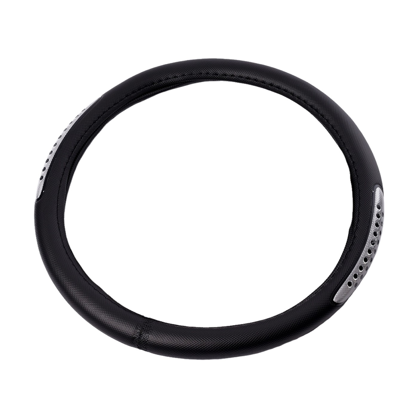 Cubre Volante Pvc Con Reflector Inserto Perforado Oregon Negro Y Plateado