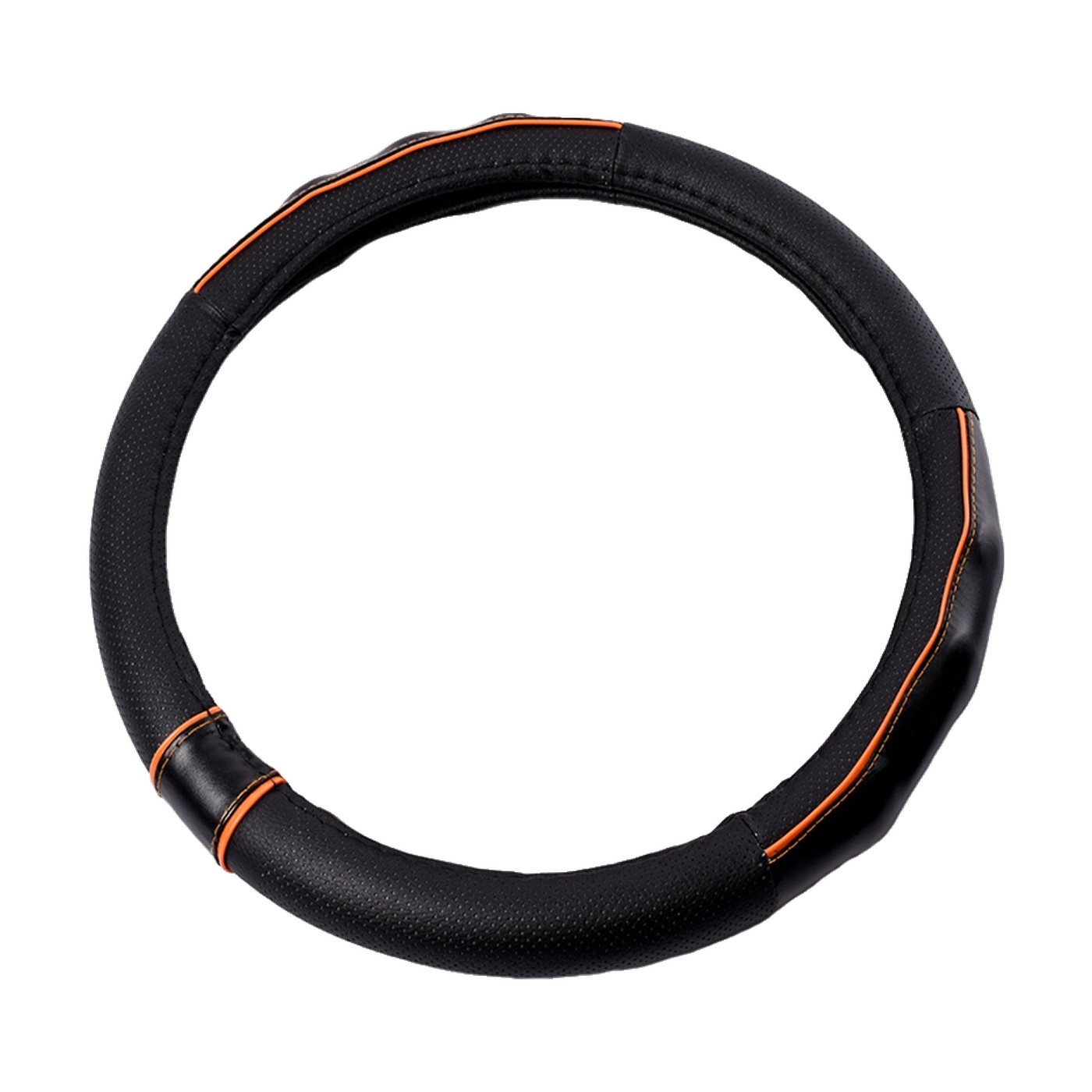 Cubre Volante Con Borde Detallado Cuero Oregon Negro Y Naranja