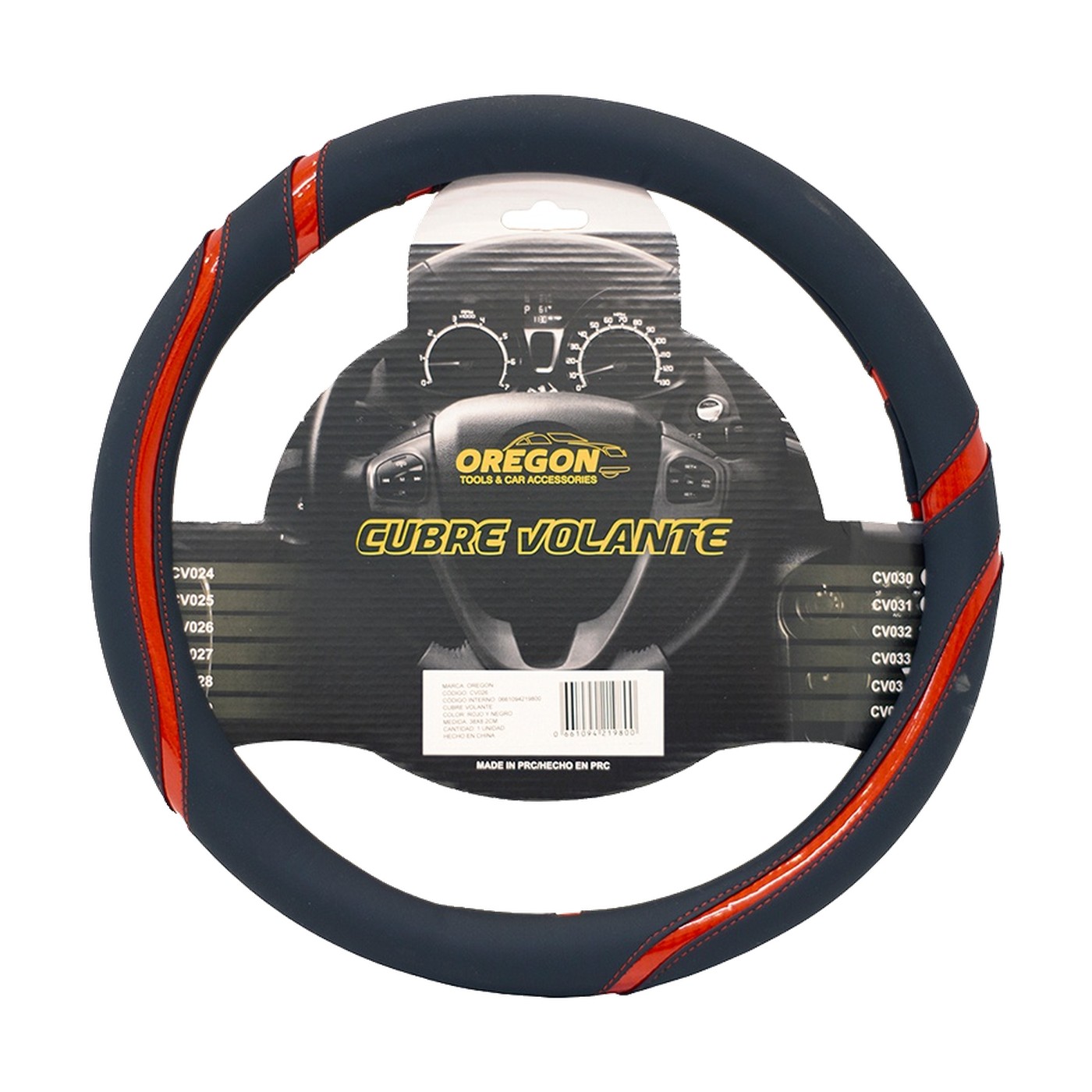 Cubre Volante Simil Cuero Premium Negro Bordes Rojos Oregon