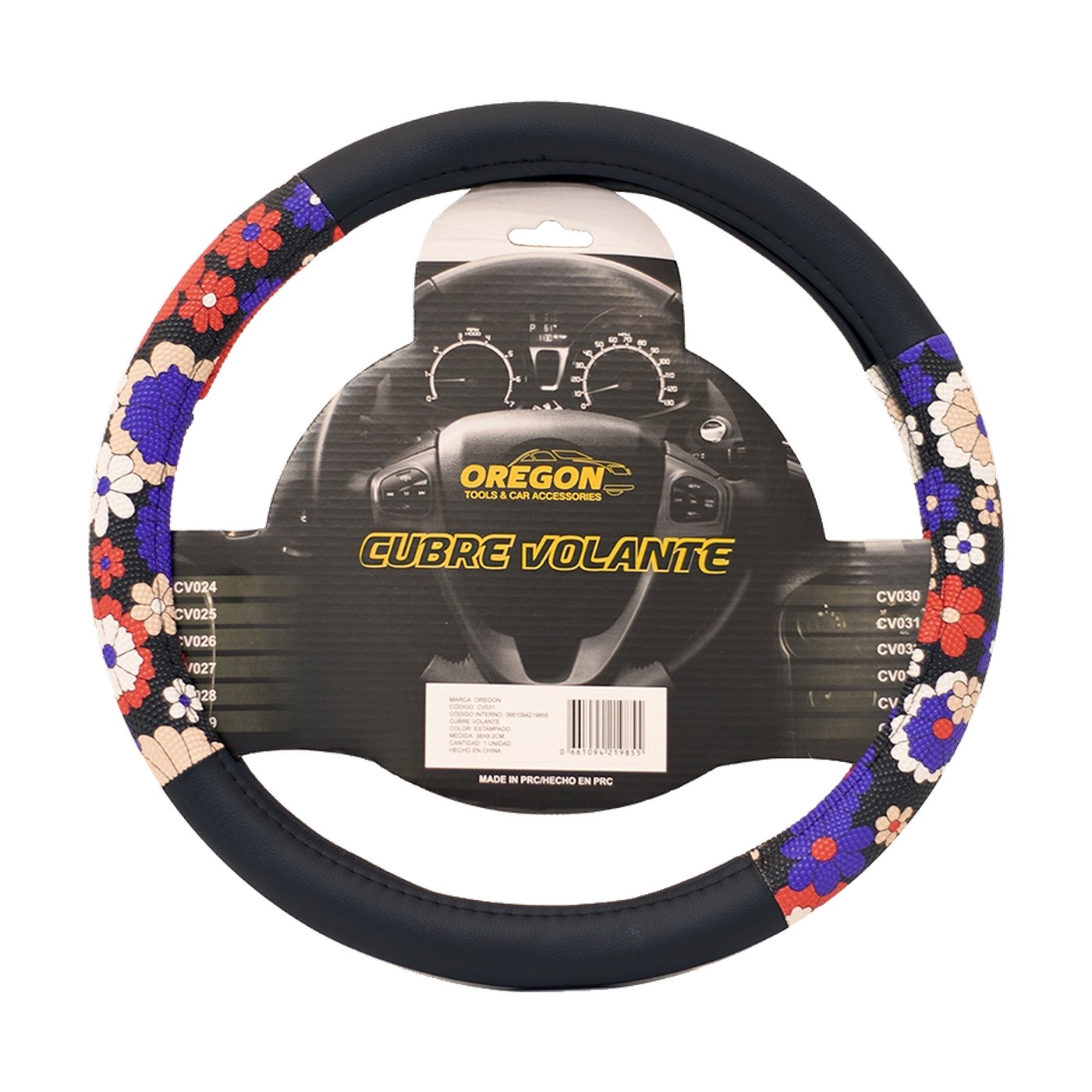 Cubre Volante Floreado Negro Pvc Oregon