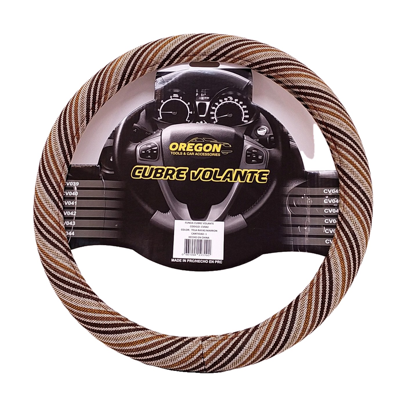 Cubre Volante Woodstock Hippie Escala Tela Beige Y Marron Oregon