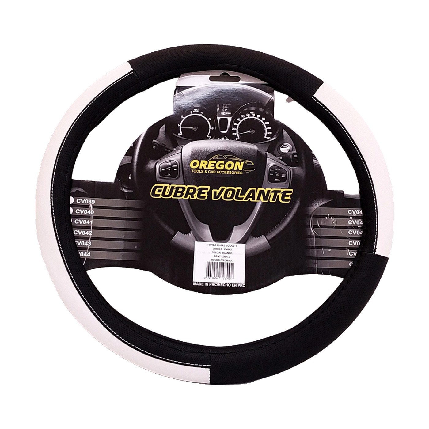 Cubre Volante Lemans Simil Cuero Oregon Negro Y Blanco