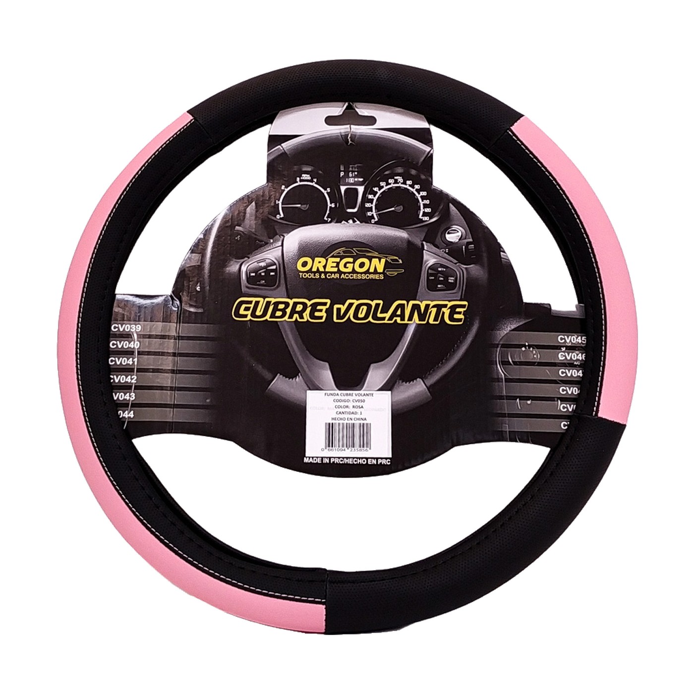 Cubre Volante Lemans Simil Cuero Oregon Negro Y Rosa