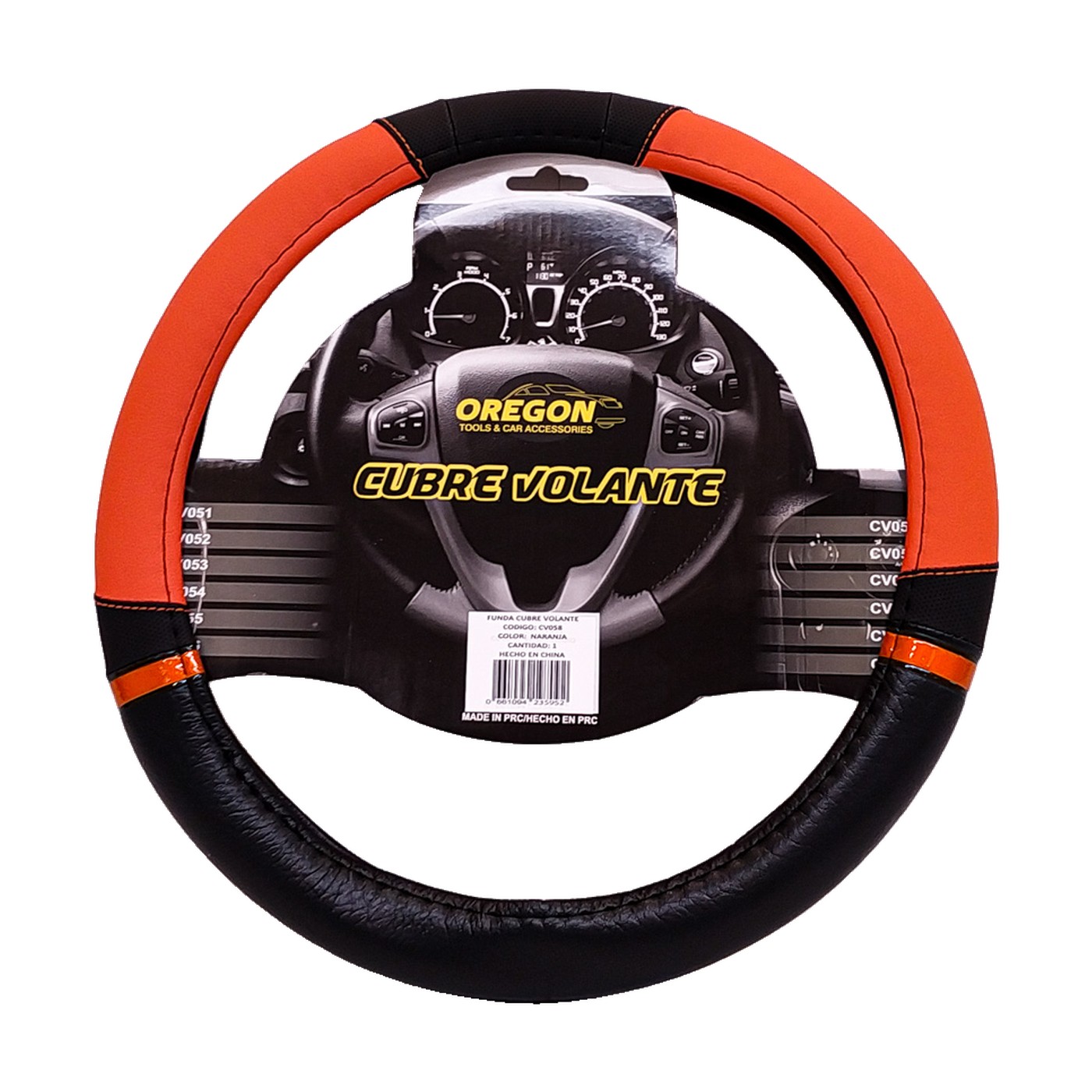 Cubre Volante Nascar Simil Cuero Negro Y Naranja Oregon