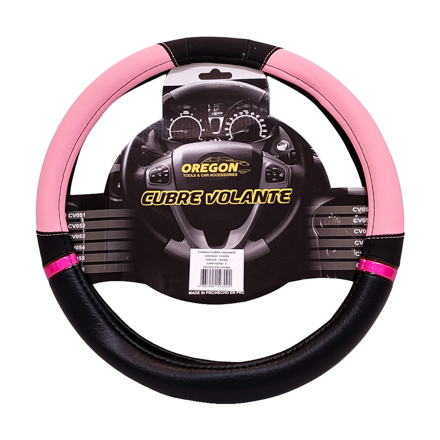 Cubre Volante Nascar Simil Cuero Negro Y Rosa Oregon