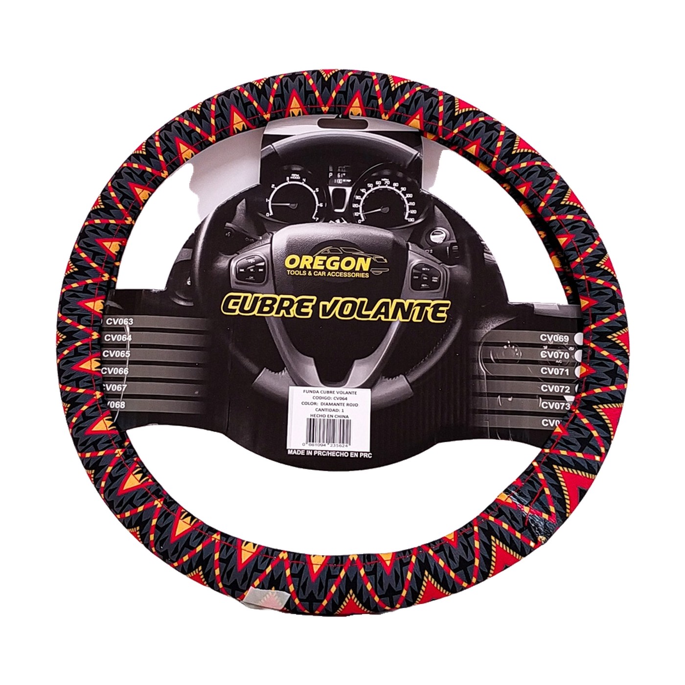 Cubre Volante Circo Loco Tela Oregon Negro Y Rojo