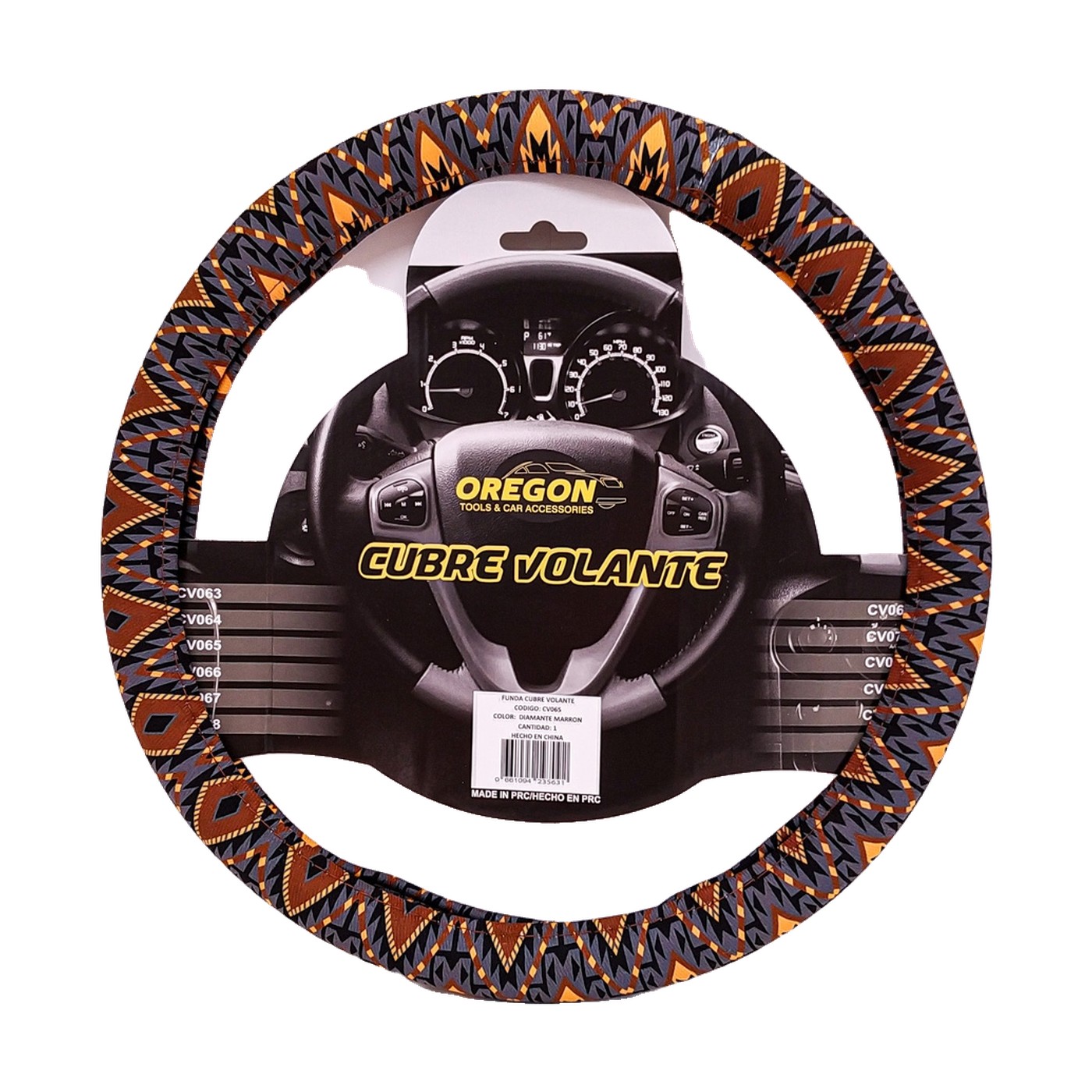 Cubre Volante Circo Loco Tela Oregon Naranja Y Gris