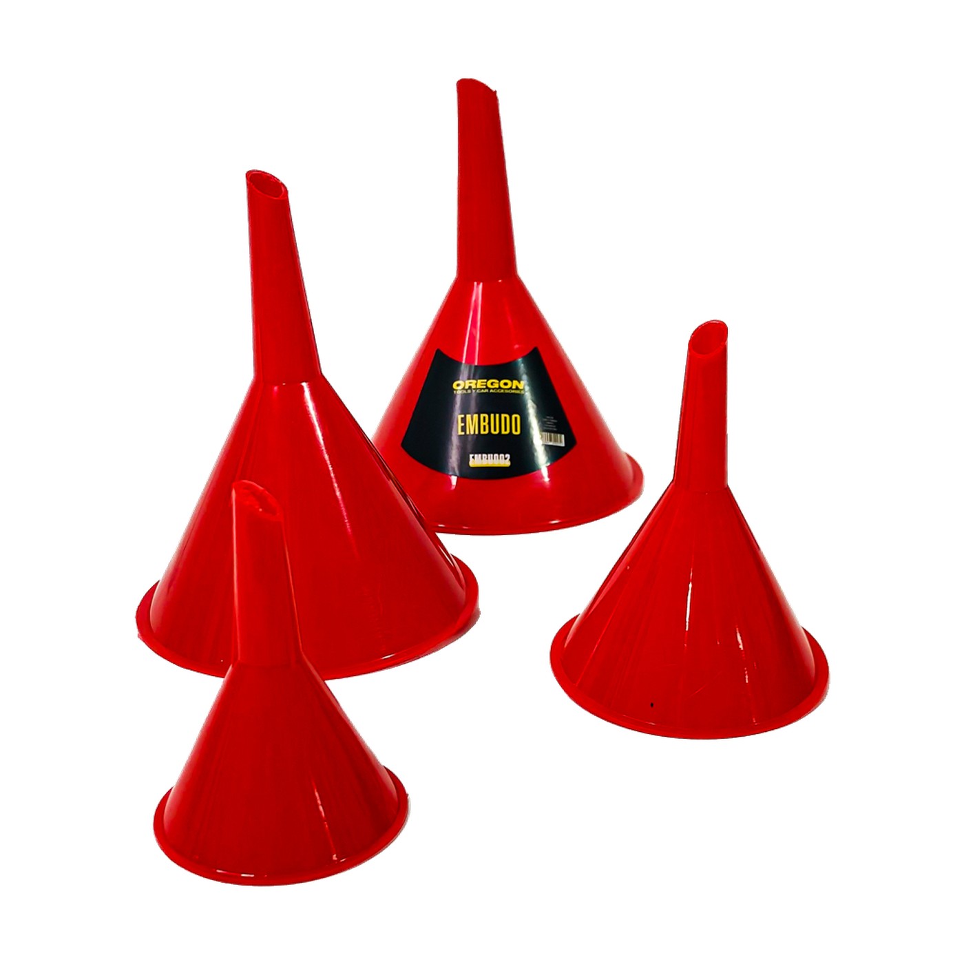 Set 4 Embudos Multiuso Rojos 50 A 115mm Oregon