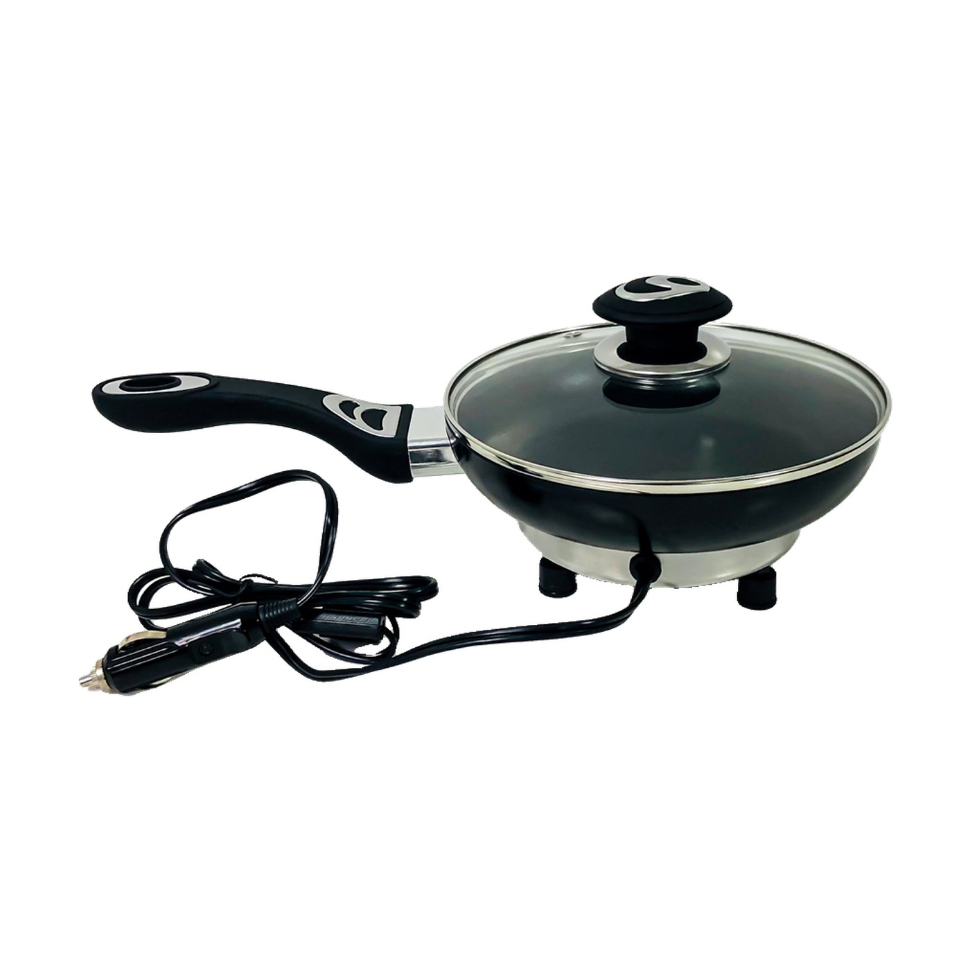 Olla Freidora 12v Aluminio Teflon Tapa De Vidrio Alto 4 Cm