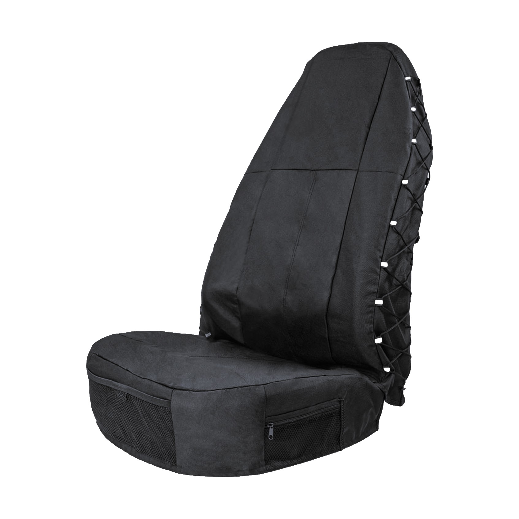 Funda Cubre Asiento Delantero Individual Impermeable Negra Con Elastico Y Organizador Trasero Oregon