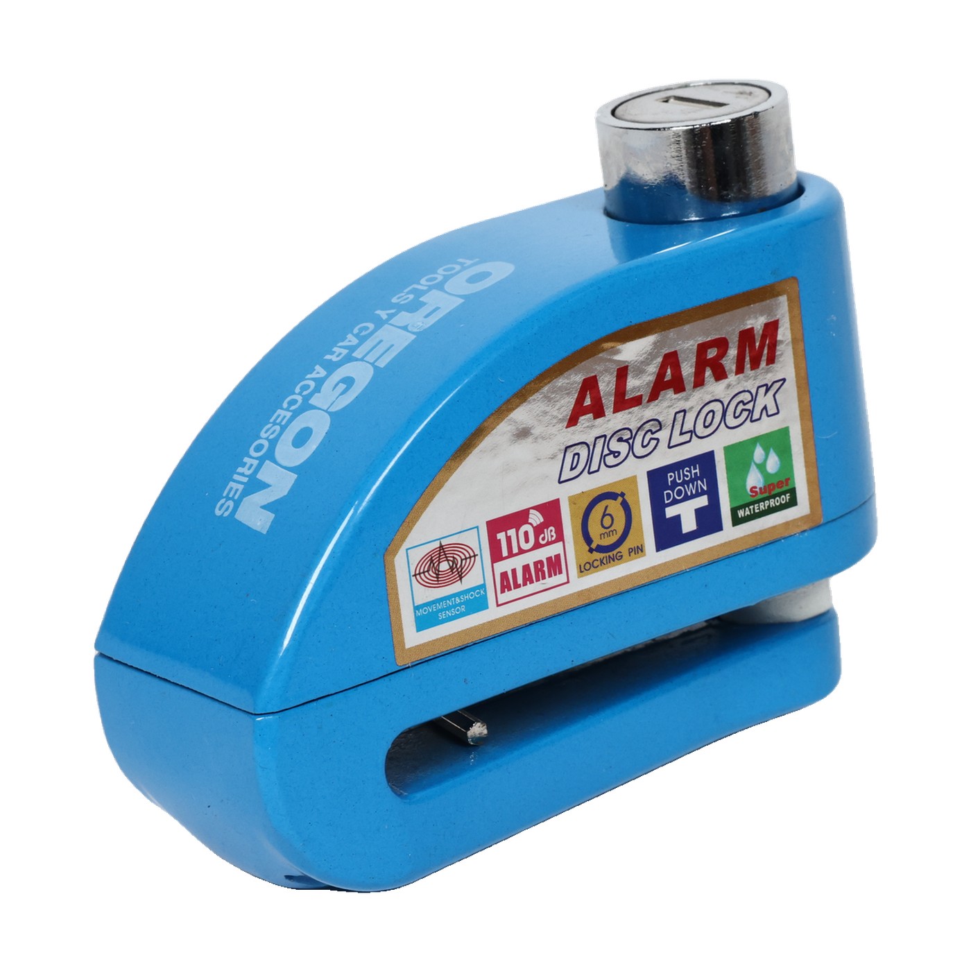 Candado Traba Disco Moto Bici Con Alarma 2 Llaves Oregon Azul