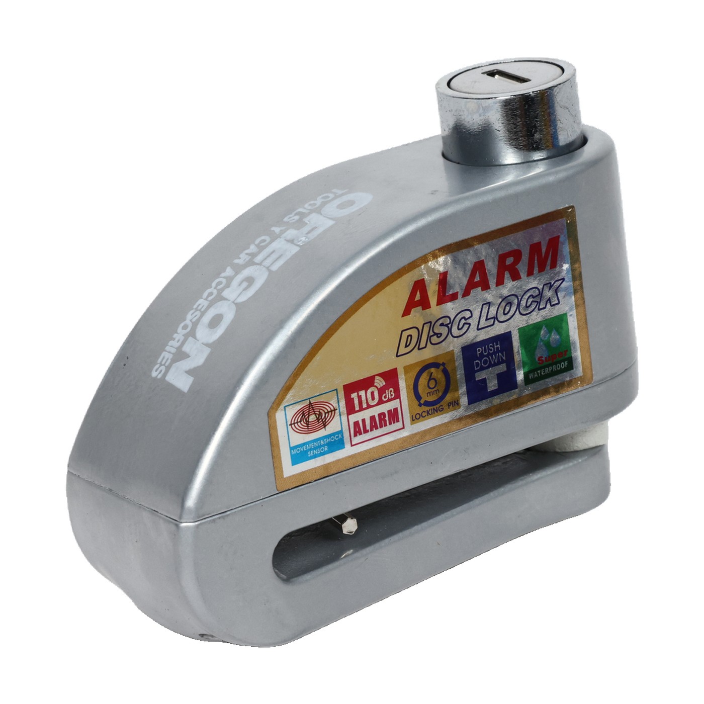 Candado Traba Disco Moto Bici Con Alarma 2 Llaves Oregon Gris