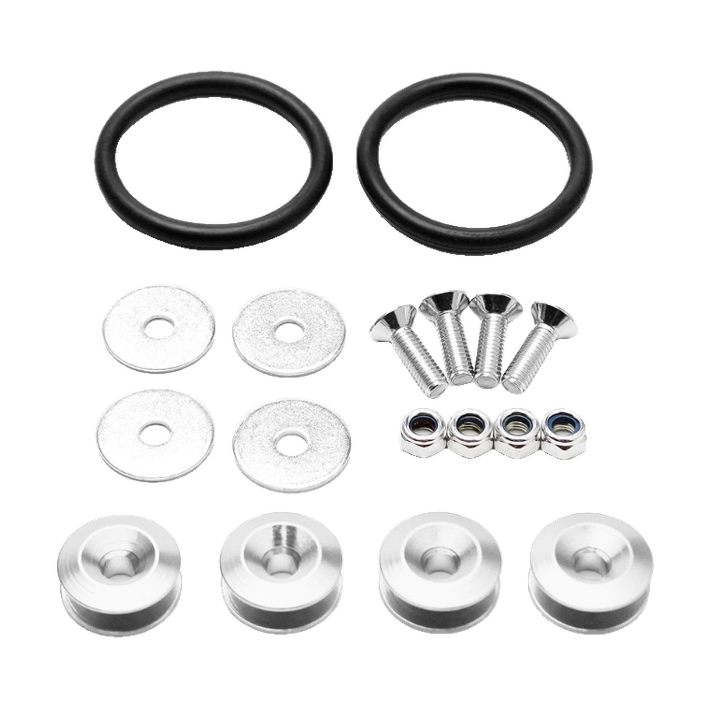 Kit Sujetador De Paragolpe Aluminio Anodizado Plateado Con Bandas Elasticas Oregon
