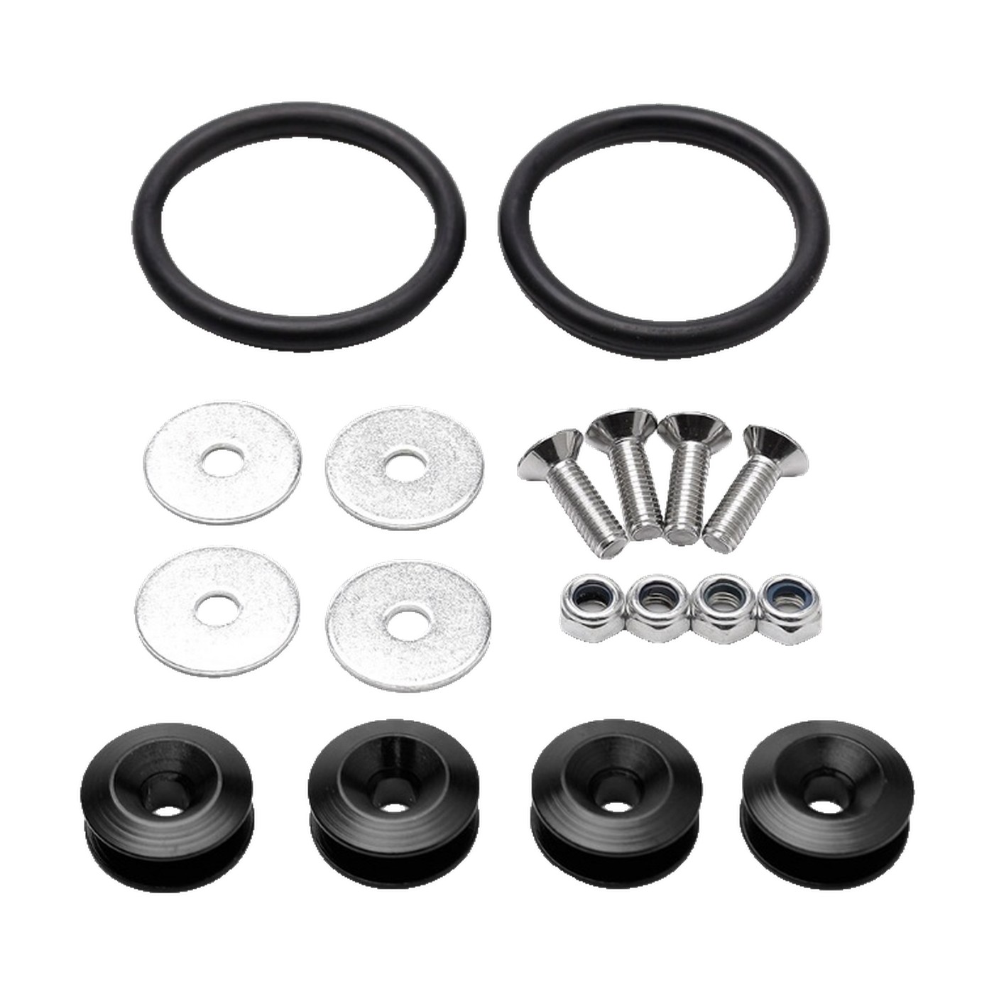 Kit Sujetador De Paragolpe Aluminio Anodizado Negro Con Bandas Elasticas Oregon
