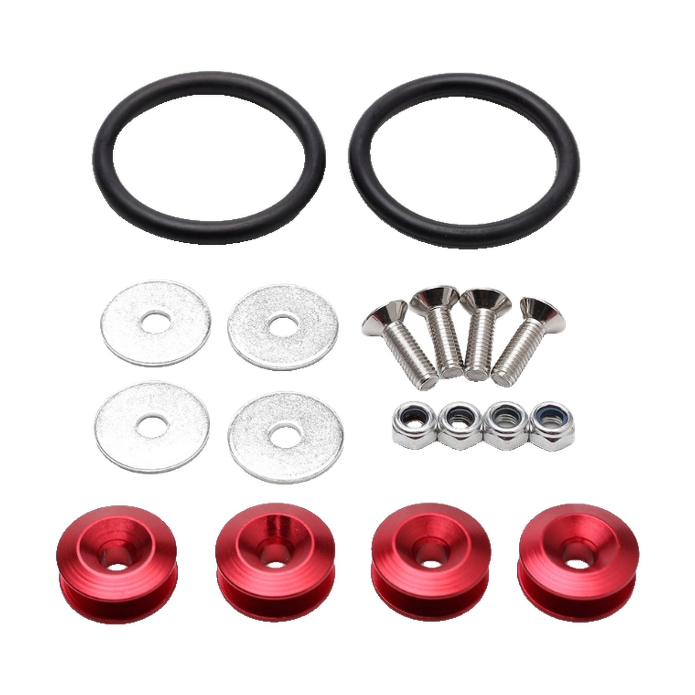 Kit Sujetador De Paragolpe Aluminio Anodizado Rojo Con Bandas Elasticas Oregon