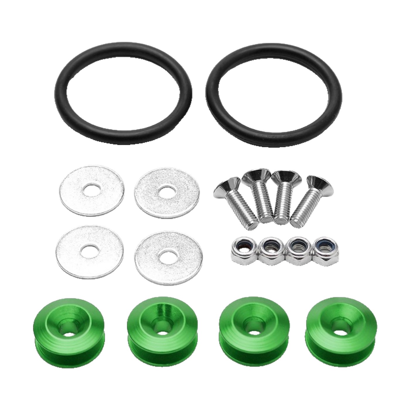 Kit Sujetador De Paragolpe Aluminio Anodizado Verde Con Bandas Elasticas Oregon