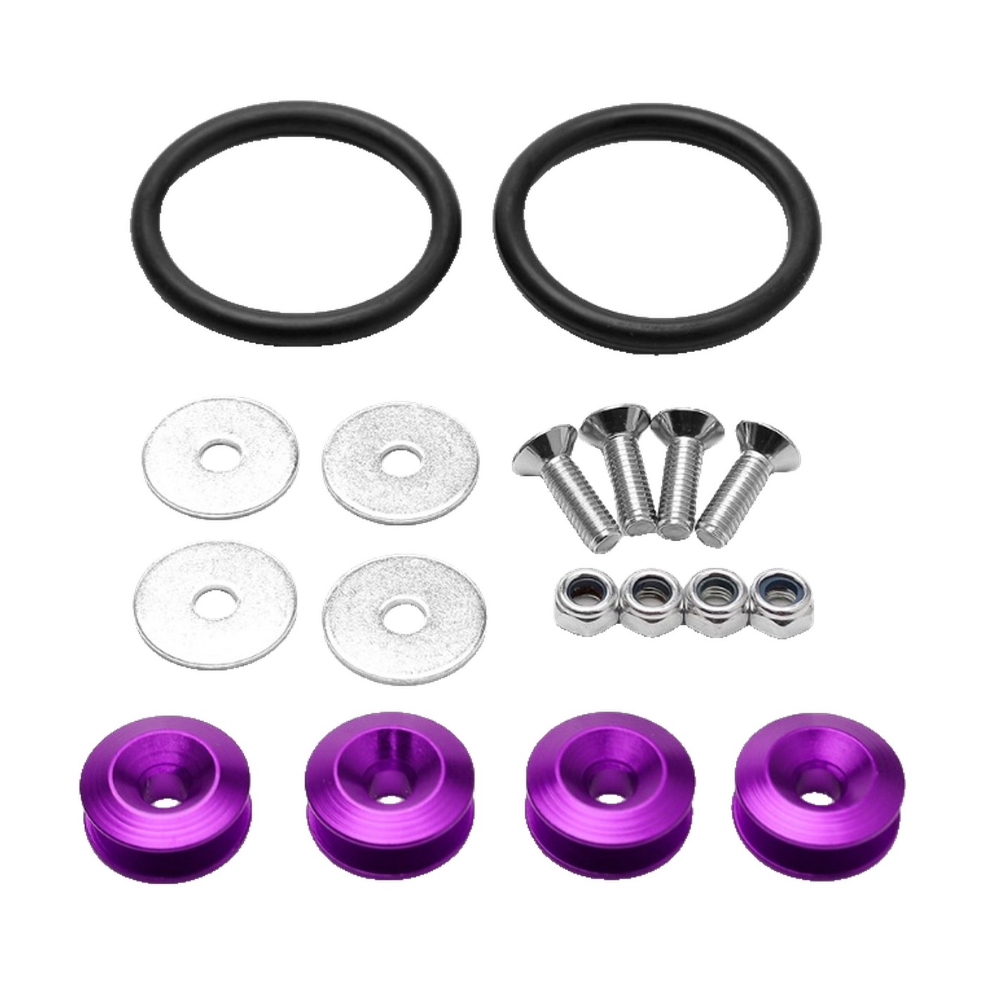 Kit Sujetador De Paragolpe Aluminio Anodizado Violeta Con Bandas Elasticas Oregon