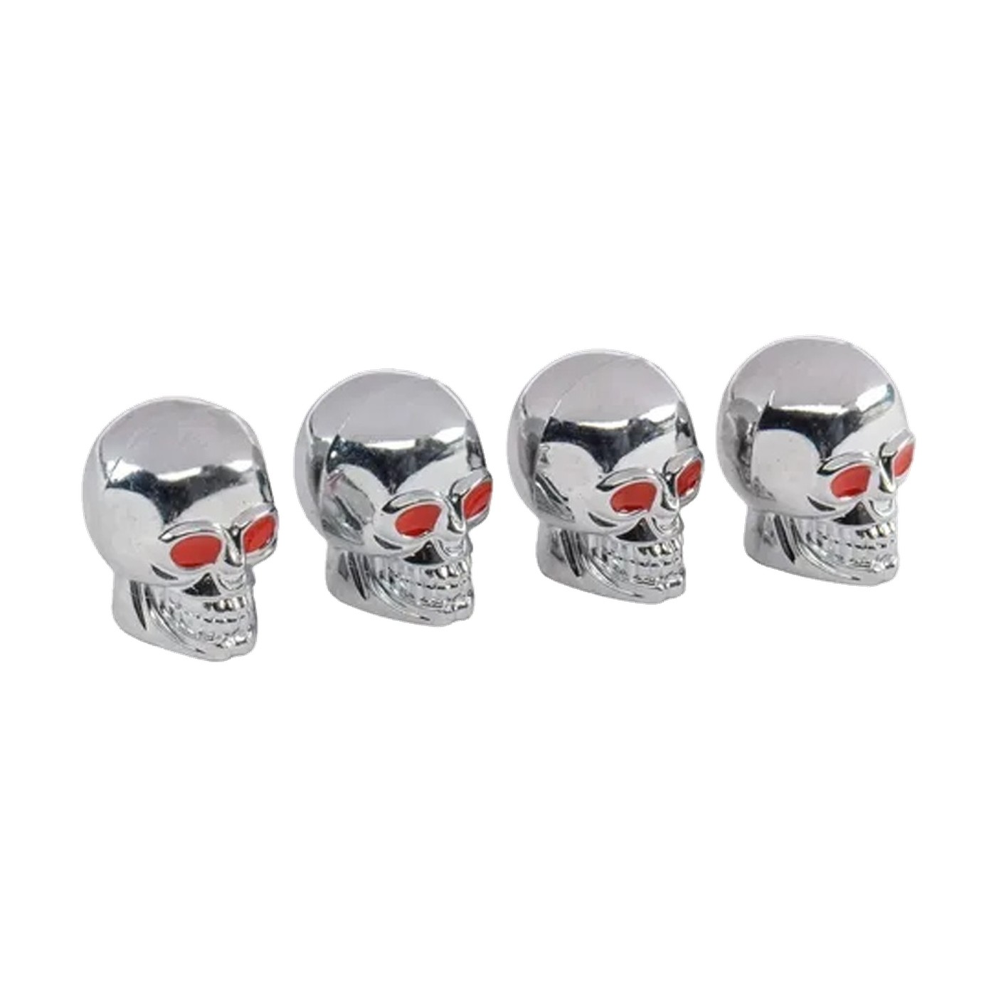 Tapas De Valvula Calavera Metalizadas Plateadas X4 Oregon