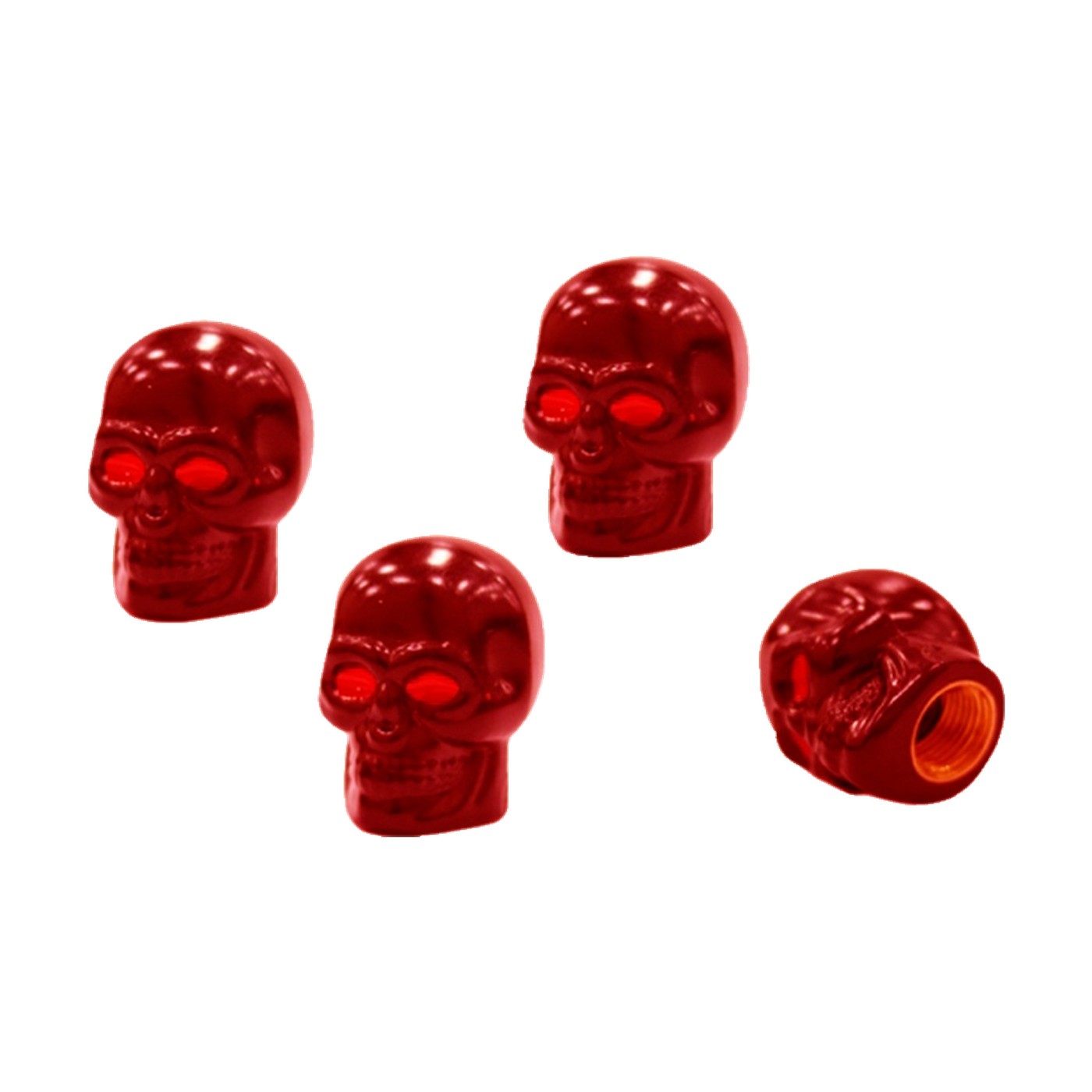 Tapas De Valvula Calavera Metalizadas Rojas X4 Oregon