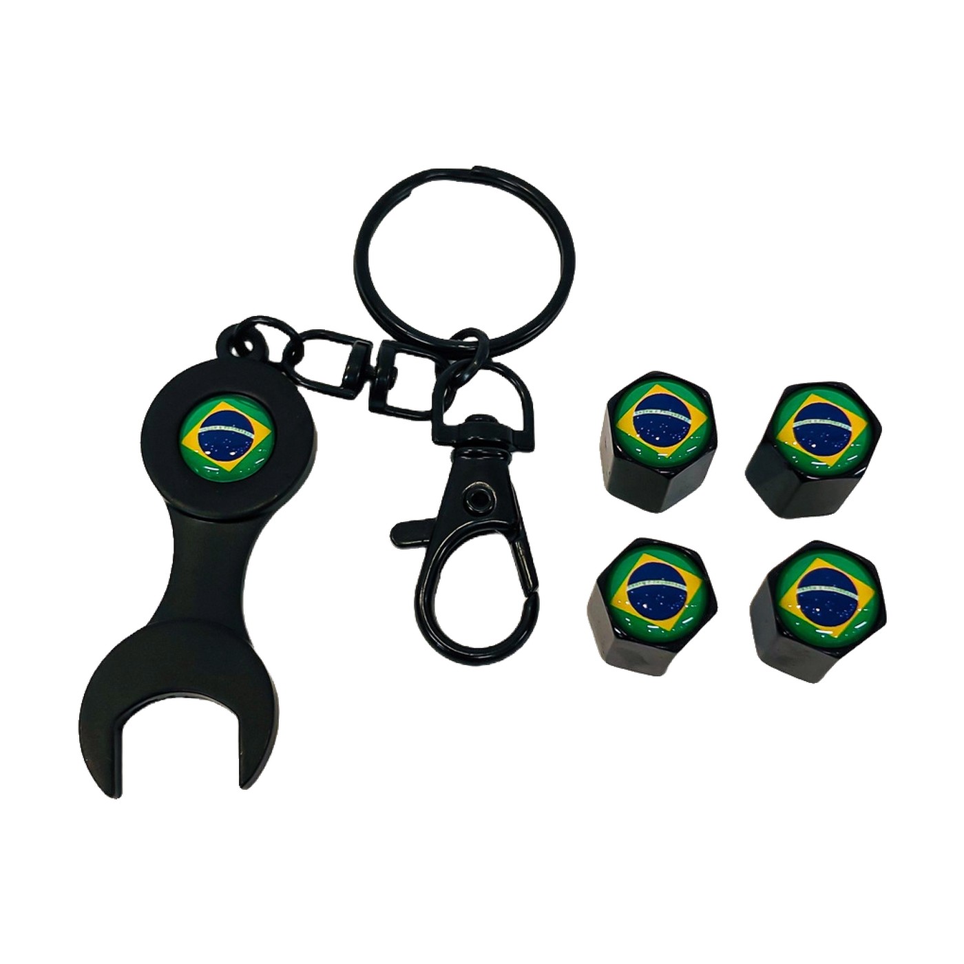 Tapas De Valvula Bandera Brasil Negras X4 Oregon