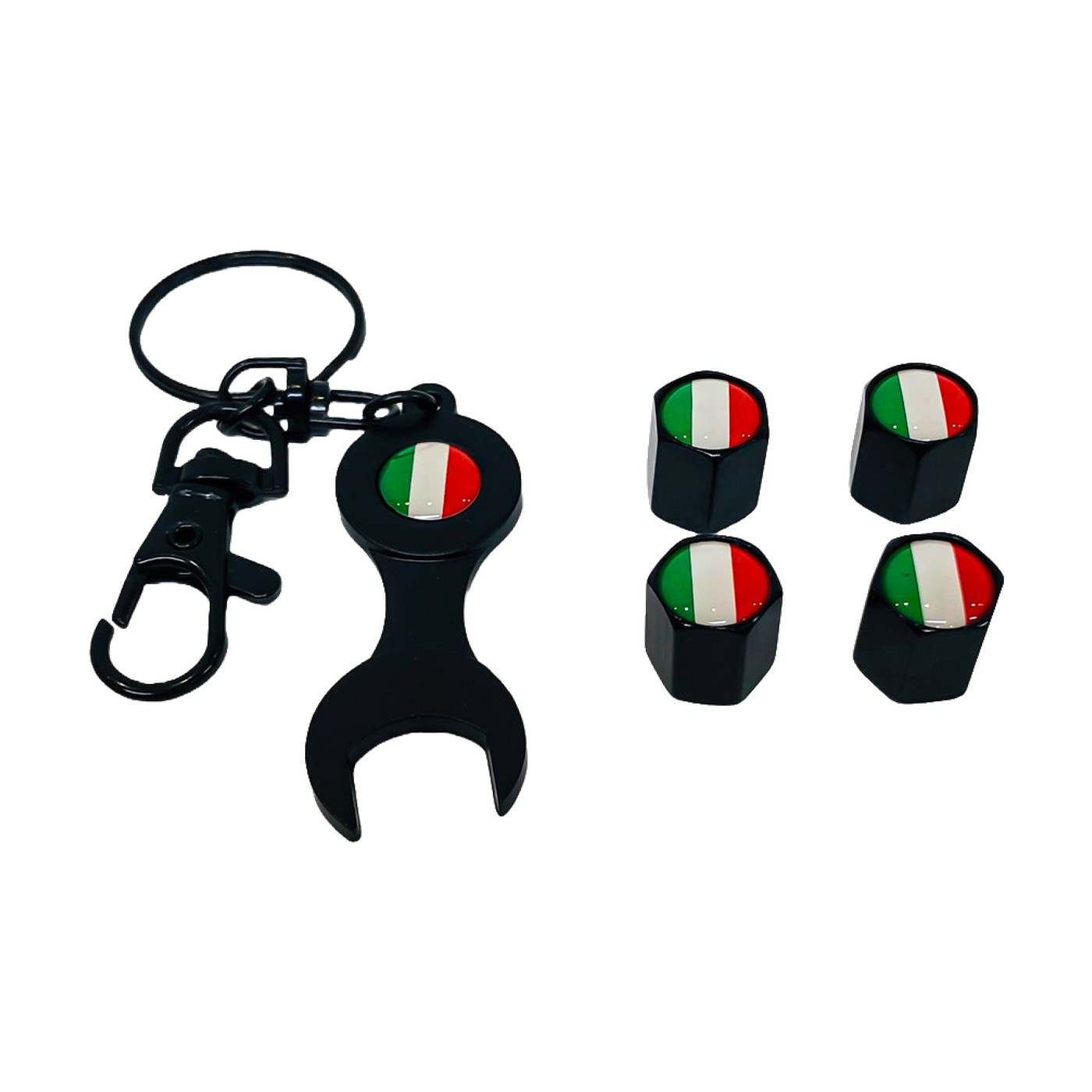 Tapas De Valvula Bandera Italia Negras X4 Oregon