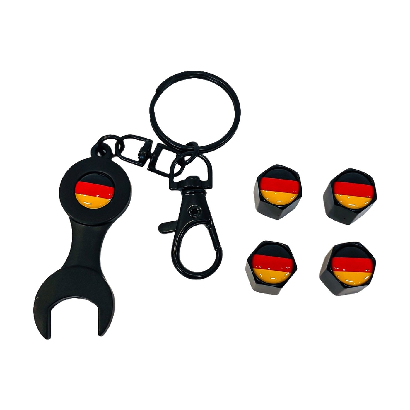 Tapas De Valvula Bandera Alemania Negras X4 Oregon