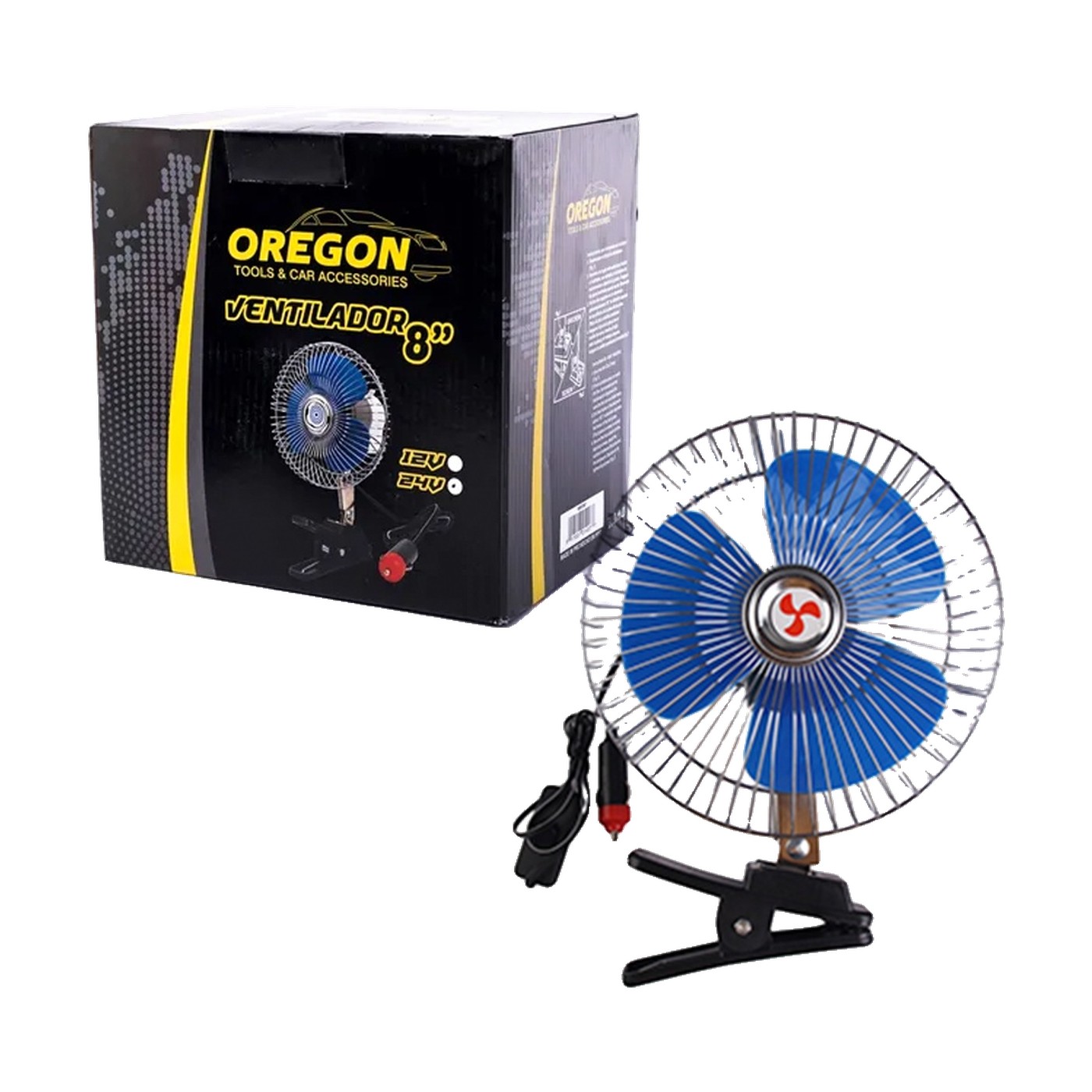 Ventilador Metalico Auto 8 Pulgadas 24v Con Clip Oregon