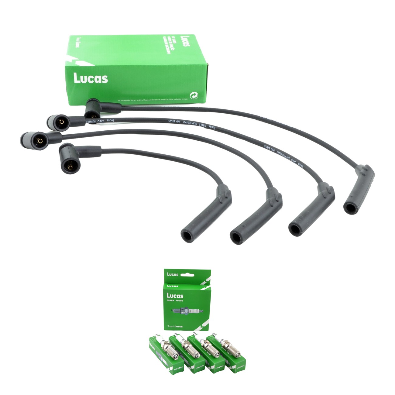 Kit Cables Y Bujias Lucas Silicona Ford Courier 1.6 8v Ecosport 1.6 8v Escort 1.6 8v Fiesta 1.6 8v Focus 1.6 8v Ka 1.0