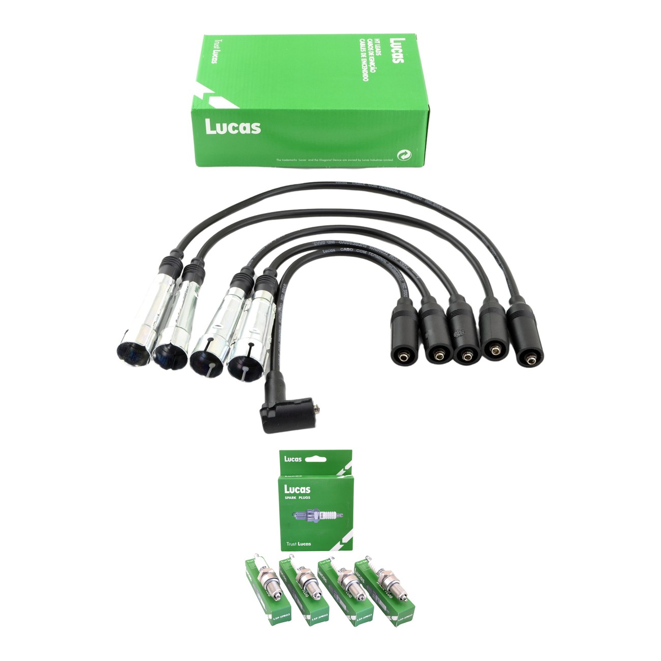 Kit Cables Y Bujias Lucas Silicona Volkswagen Fox 1.6 Gol 1.6 Saveiro 1.6 Senda 1.6