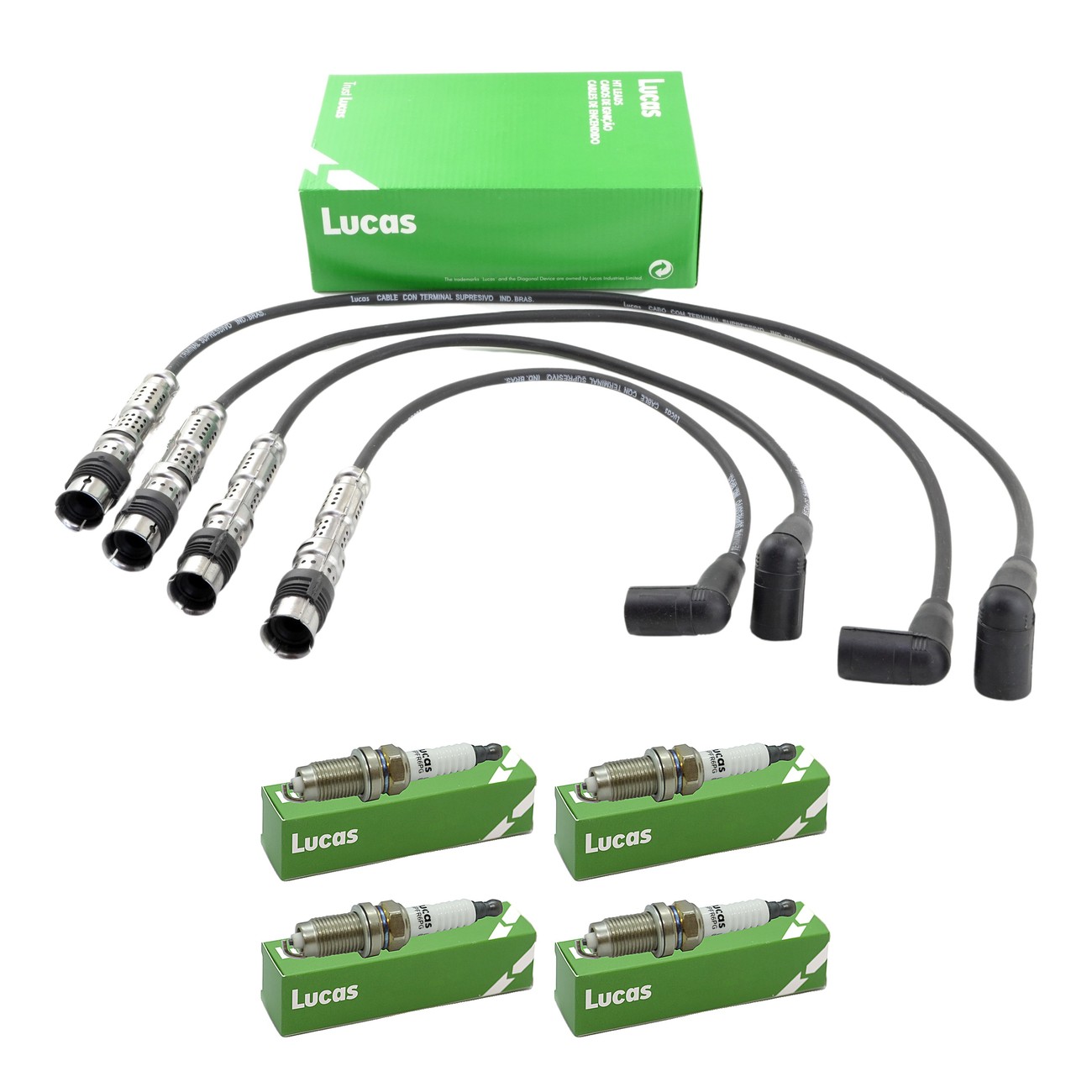 Kit Cables Y Bujias Lucas Silicona Volkswagen Fox 1.6 8v Gol Trend 1.6 8v Suran 1.6 8v Voyage 1.6 8v