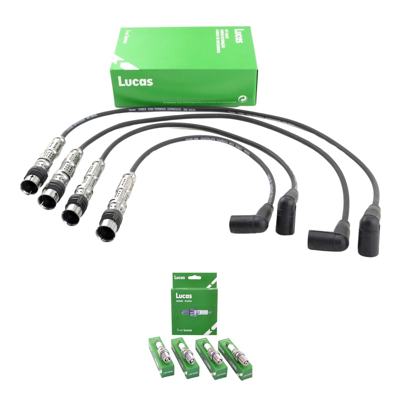 Kit Cables Y Bujias Lucas Silicona Volkswagen Cross Fox 1.6 8v Fox 1.6 8v Gol Power 1.4 8v Gol Trend 1.6 8v Golf 1.6 8v Saveiro 1.6 8v Suran 1.6 8v Voyage 1.6 8v